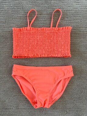 Like New GAP Kids Coral Shirred Tankini Bikini Set Sz L